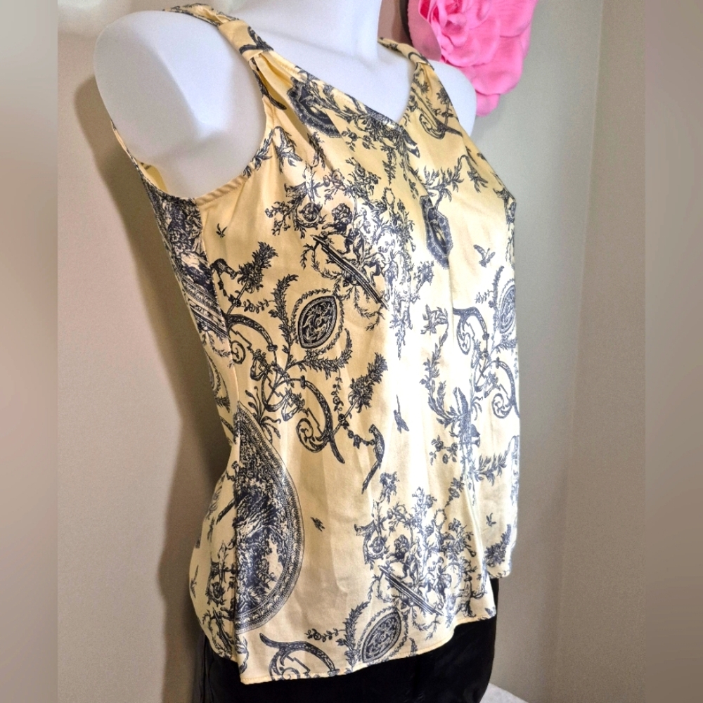 Pure Silk Sleeveless Blouse Talbots, Vintage Design. Pretty Staple Piece.